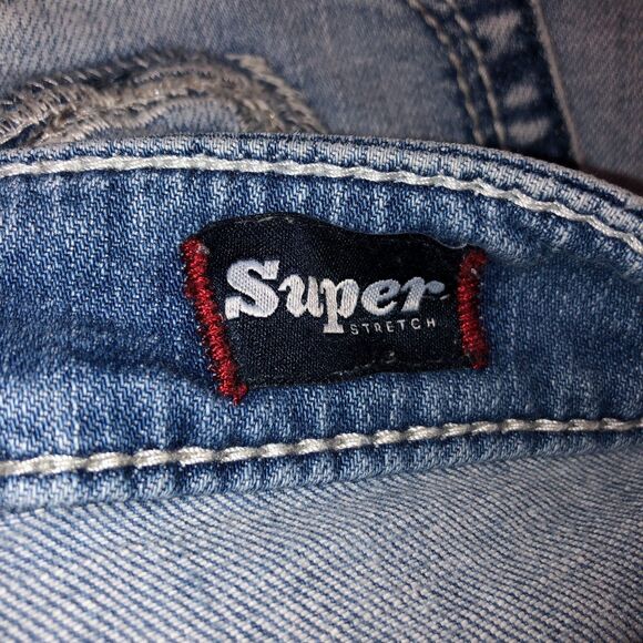 Silver Womens 28 x 22 Aiko Mid Capri Cropped Super Stretch Denim Jeans 26 x 23.5 - Picture 10 of 12